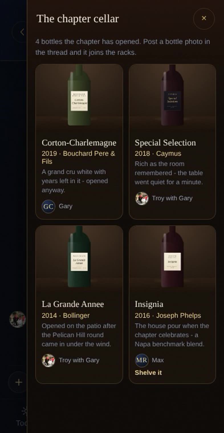Food and Wine - the chapter cellar, every bottle named